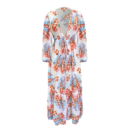 Leaves Print One-Piece Swimwear with Cover-Up – Sexy Bodysuit for Women