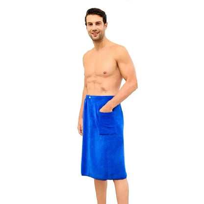 Men's Soft Cotton Bathrobe Towel - Side Open Shower Skirt & Beachwear