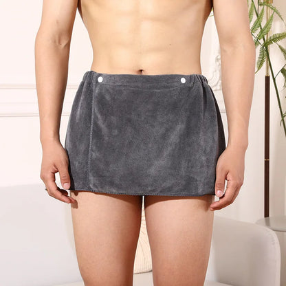 Men's Soft Cotton Bathrobe Towel - Side Open Shower Skirt & Beachwear