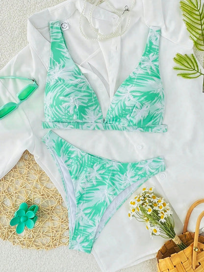 Summer Floral Print Bikini Set – Sexy Split Swimsuit with Adjustable Straps
