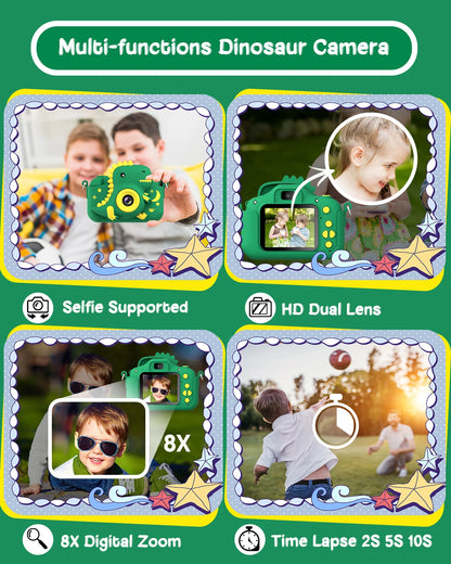Kids Digital Cartoon Camera – 20MP Dual Lens, 1080P HD, 2.0" LCD, Rechargeable Selfie Toy Camera