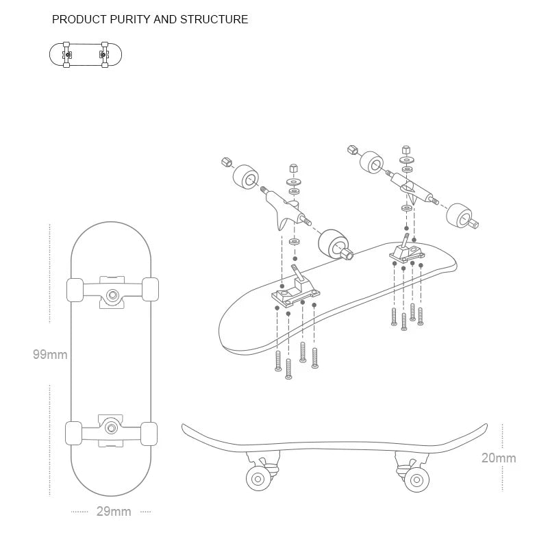 Wooden Finger Skateboard – Mini Pro Fingerboard Toy for Teens, Stress Relief & Tricks