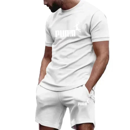 Men's Summer Tracksuit Set - Casual T-Shirt & Sport Shorts Set