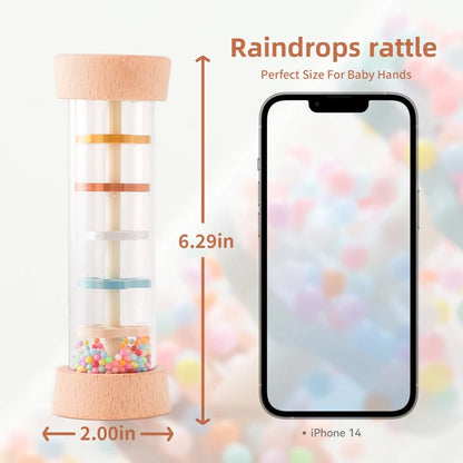 Montessori Baby Rain Stick Rainbow Hourglass Music Rattle – Sensory Educational Toy for Kids