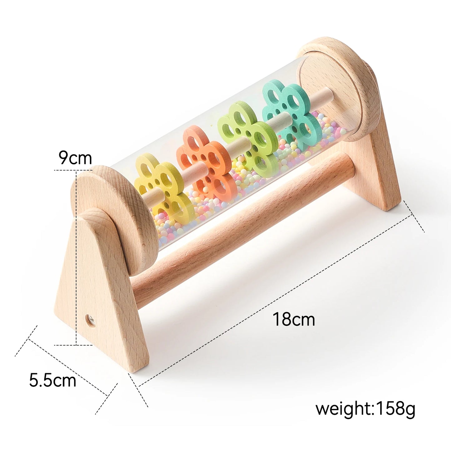 Montessori Baby Rain Stick Rainbow Hourglass Music Rattle – Sensory Educational Toy for Kids