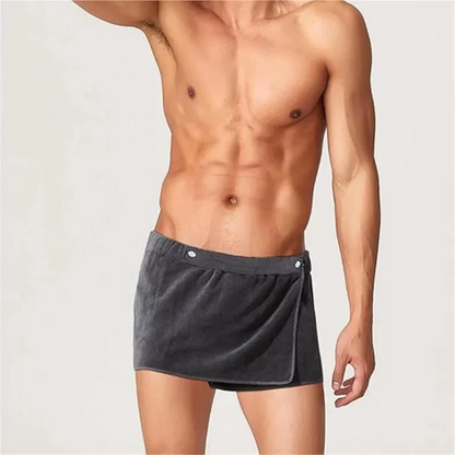 Men's Soft Cotton Bathrobe Towel - Side Open Shower Skirt & Beachwear