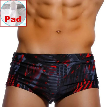 Sexy Summer Men Swimwear - Square Graffiti Surf Boxer Briefs