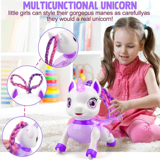 Smart LED Interactive Robotic Unicorn – Remote-Controlled Rechargeable Companion for Girls (Ages 3–8) – Purple
