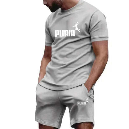 Men's Summer Tracksuit Set - Casual T-Shirt & Sport Shorts Set
