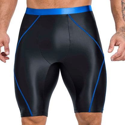 AMORESY Men's Casual Fitness Five-Quarter Shorts - Cycling & Wrestling Satin Glossy Pants