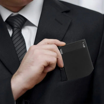 Slim Aluminum Wallet With Elastic Back Pouch ID Credit Card Holder Mini RFID Wallet Automatic Pop up Bank Card Case