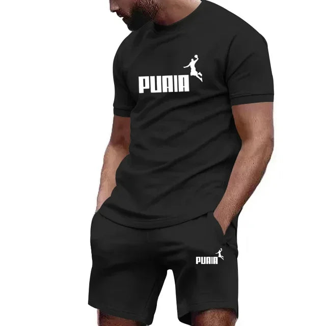 Men's Summer Tracksuit Set - Casual T-Shirt & Sport Shorts Set