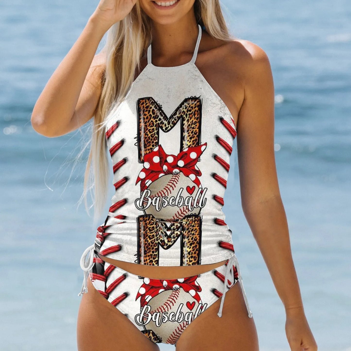 Plus Size Women's Printed Tankini Bikini Set – 2-Piece Swimwear with Underwire