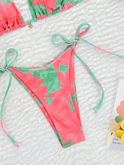 Sexy Floral Print Triangle Bikini – Beach Resort Swimwear for Women
