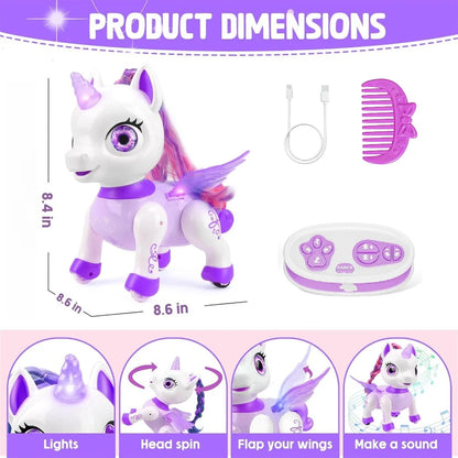 Smart LED Interactive Robotic Unicorn – Remote-Controlled Rechargeable Companion for Girls (Ages 3–8) – Purple