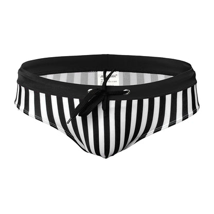 Sexy Men's Striped Swim Briefs - Quick Dry Low Waist Bikini Swimwear
