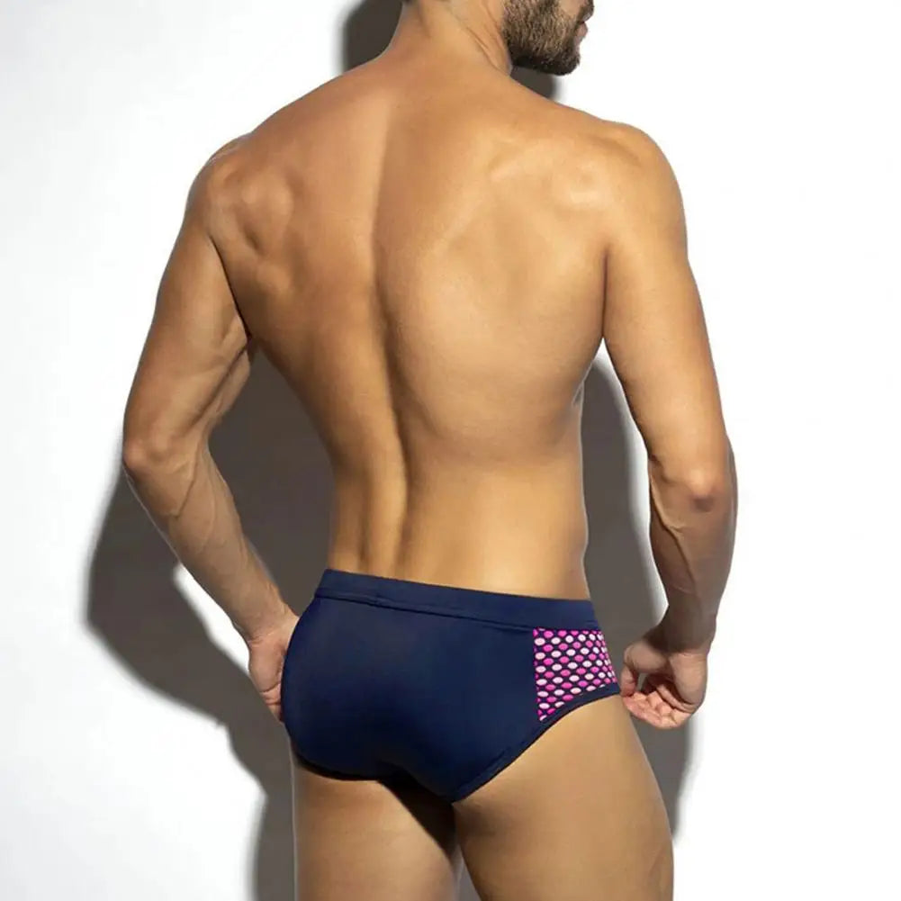 Men's Summer Swim Briefs - Low-Rise, Drawstring, Sexy Dot Stitching Print