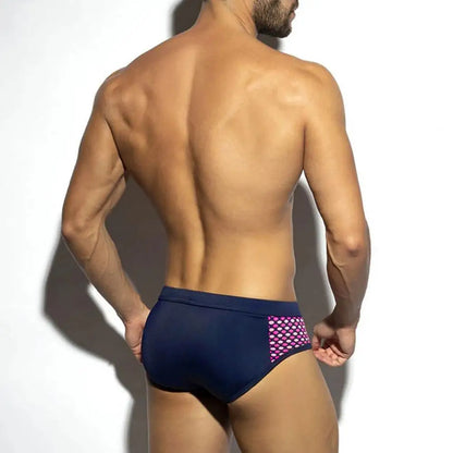 Men's Summer Swim Briefs - Low-Rise, Drawstring, Sexy Dot Stitching Print