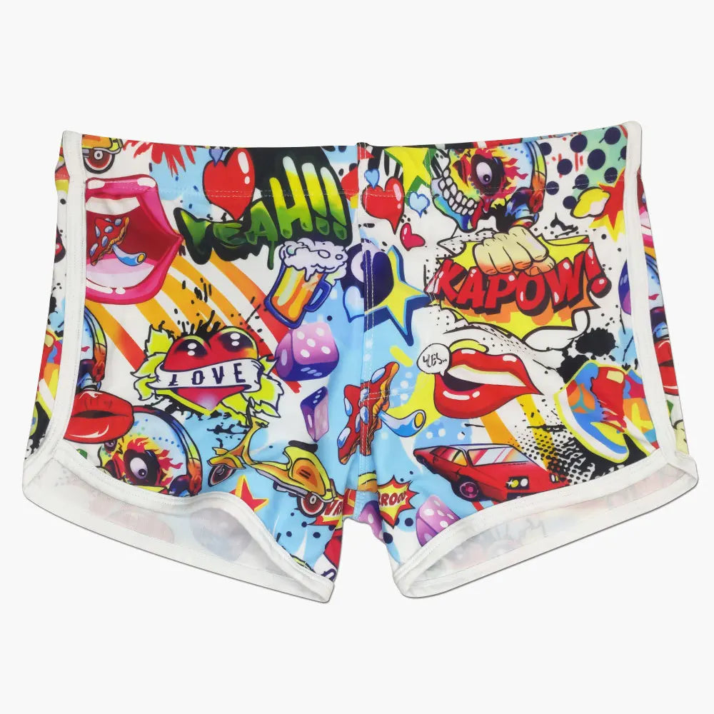 Men's Cartoon Swim Shorts - Quick Dry Swimwear for Beach & Surfing