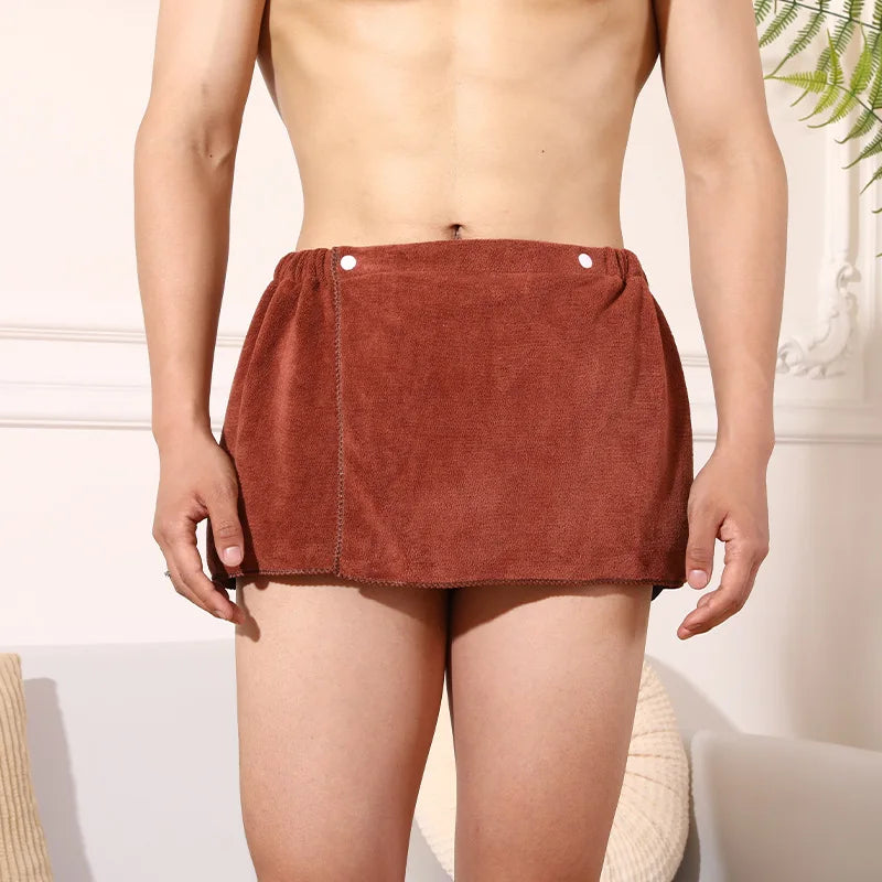 Men's Soft Cotton Bathrobe Towel - Side Open Shower Skirt & Beachwear