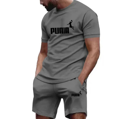 Men's Summer Tracksuit Set - Casual T-Shirt & Sport Shorts Set