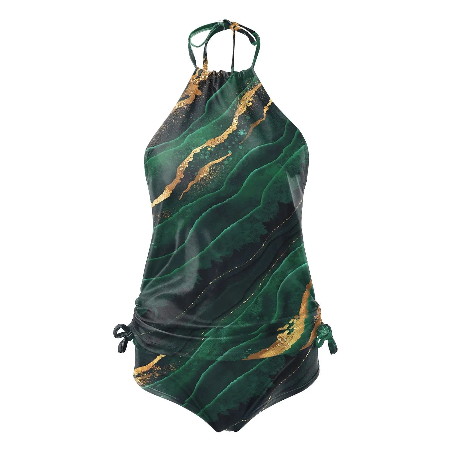 Plus Size Women's Printed Tankini Bikini Set – 2-Piece Swimwear with Underwire