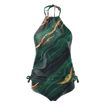 Plus Size Women's Printed Tankini Bikini Set – 2-Piece Swimwear with Underwire