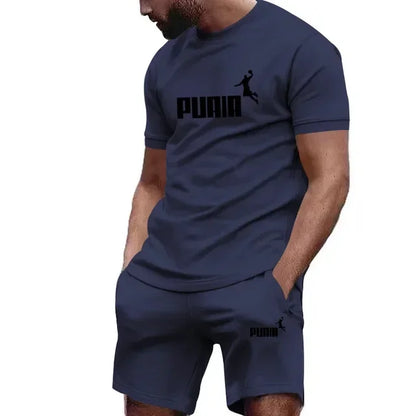 Men's Summer Tracksuit Set - Casual T-Shirt & Sport Shorts Set