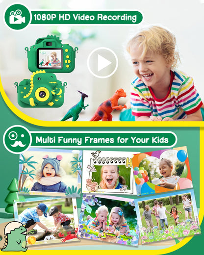 Kids Digital Cartoon Camera – 20MP Dual Lens, 1080P HD, 2.0" LCD, Rechargeable Selfie Toy Camera