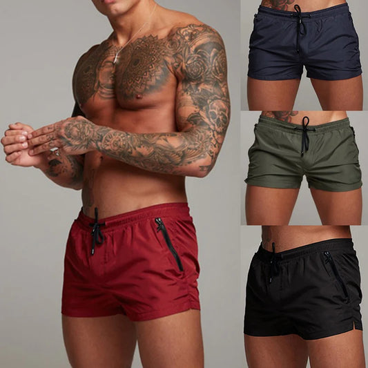 Men's Swim Trunks with Zipper Pockets - Quick Dry Beach Board Shorts