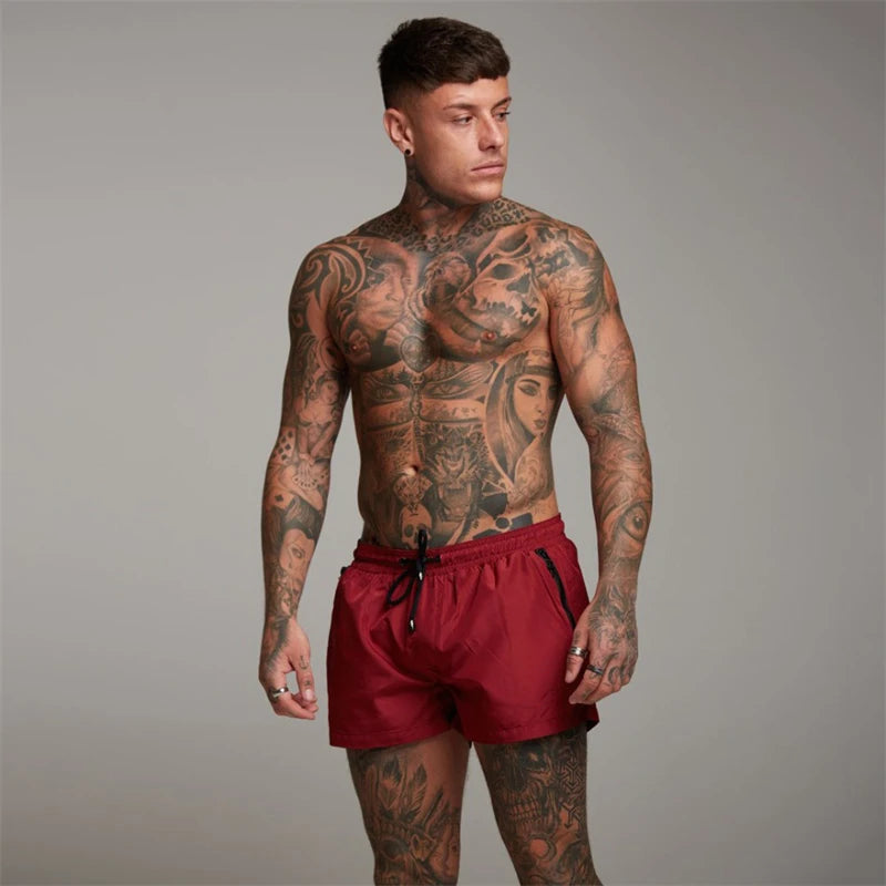 Men's Swim Trunks with Zipper Pockets - Quick Dry Beach Board Shorts