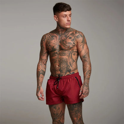 Men's Swim Trunks with Zipper Pockets - Quick Dry Beach Board Shorts