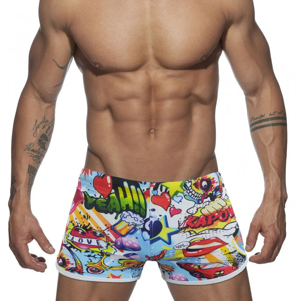 Men's Cartoon Swim Shorts - Quick Dry Swimwear for Beach & Surfing