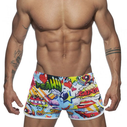 Men's Cartoon Swim Shorts - Quick Dry Swimwear for Beach & Surfing