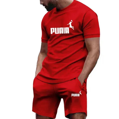 Men's Summer Tracksuit Set - Casual T-Shirt & Sport Shorts Set