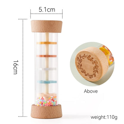 Montessori Baby Rain Stick Rainbow Hourglass Music Rattle – Sensory Educational Toy for Kids