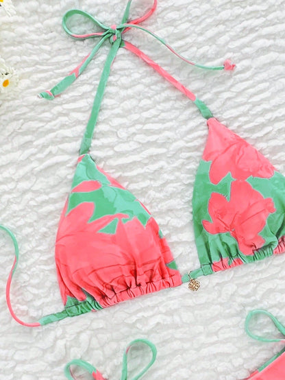 Sexy Floral Print Triangle Bikini – Beach Resort Swimwear for Women