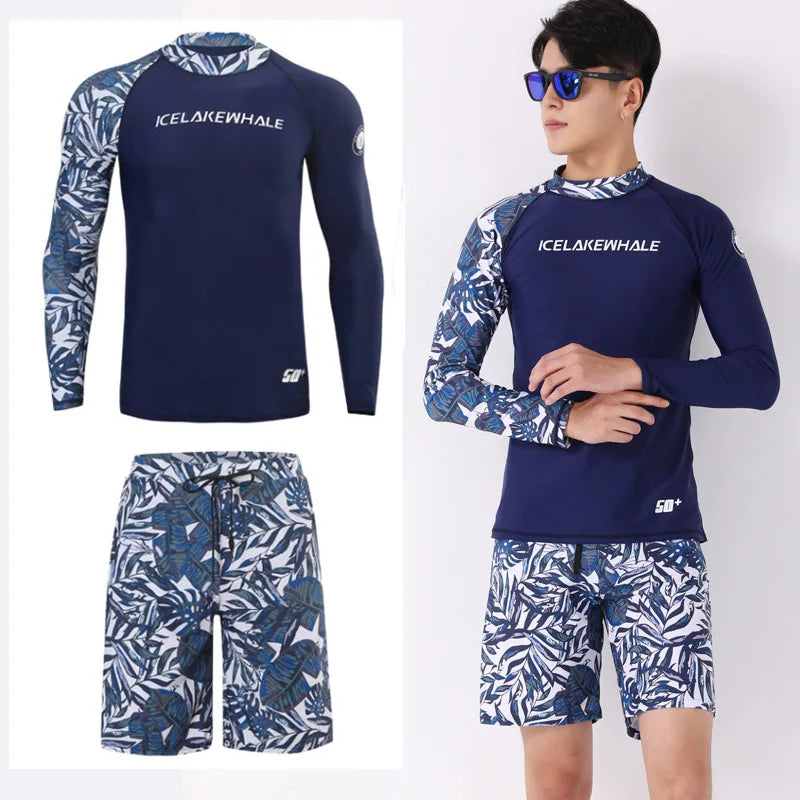 Men's Rash Guard Swim Shirts and Trunks - UV Protection, Quick-Dry Beach & Fishing Wear