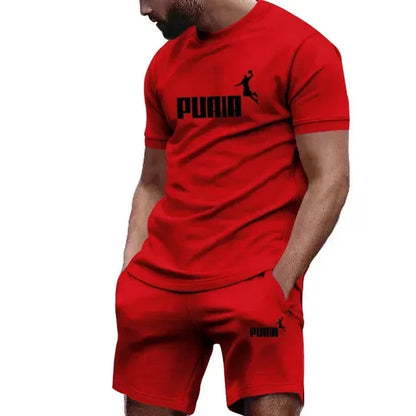 Men's Summer Tracksuit Set - Casual T-Shirt & Sport Shorts Set