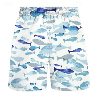 3D Turtle Print Men's Casual Shorts - Tropical Summer Style