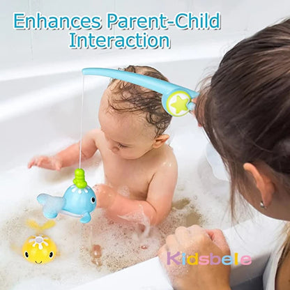 Magnetic Fishing Game Bathtub Toy – Wind-up Swimming Whales for Toddlers (18 Months+)