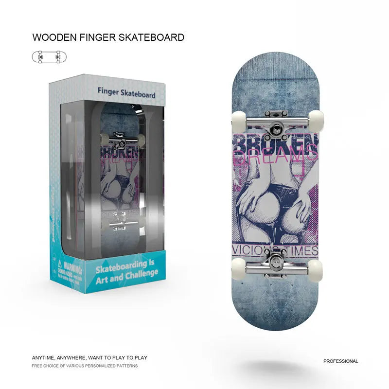 Wooden Finger Skateboard – Mini Pro Fingerboard Toy for Teens, Stress Relief & Tricks