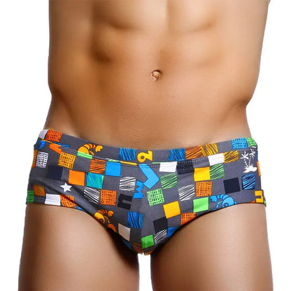 Sexy Summer Men Swimwear - Square Graffiti Surf Boxer Briefs
