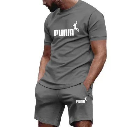 Men's Summer Tracksuit Set - Casual T-Shirt & Sport Shorts Set