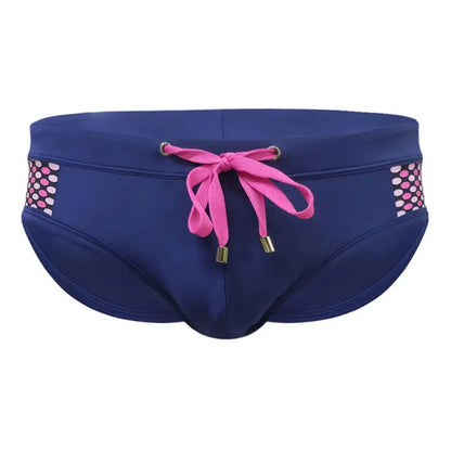 Men's Summer Swim Briefs - Low-Rise, Drawstring, Sexy Dot Stitching Print