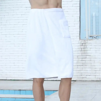 Men's Soft Cotton Bathrobe Towel - Side Open Shower Skirt & Beachwear