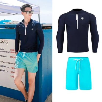Men's Rash Guard Swim Shirts and Trunks - UV Protection, Quick-Dry Beach & Fishing Wear