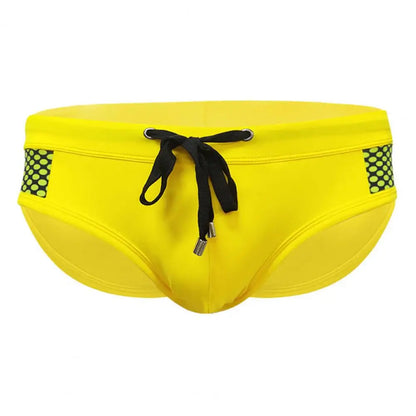 Men's Summer Swim Briefs - Low-Rise, Drawstring, Sexy Dot Stitching Print