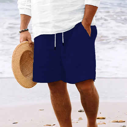 Men's Hawaiian Beach Style Striped Multi-Pocket Board Shorts